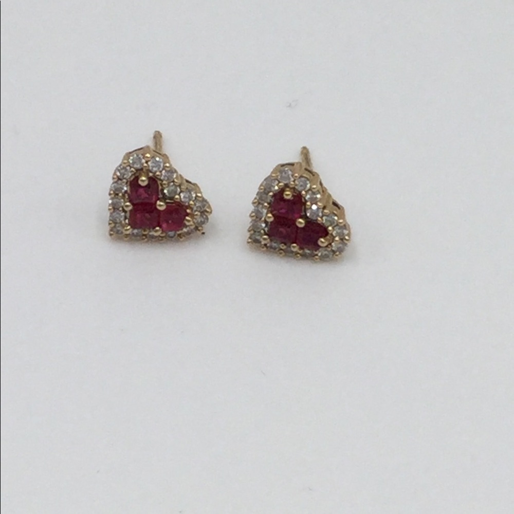 Ruby and diamond 14k earrings